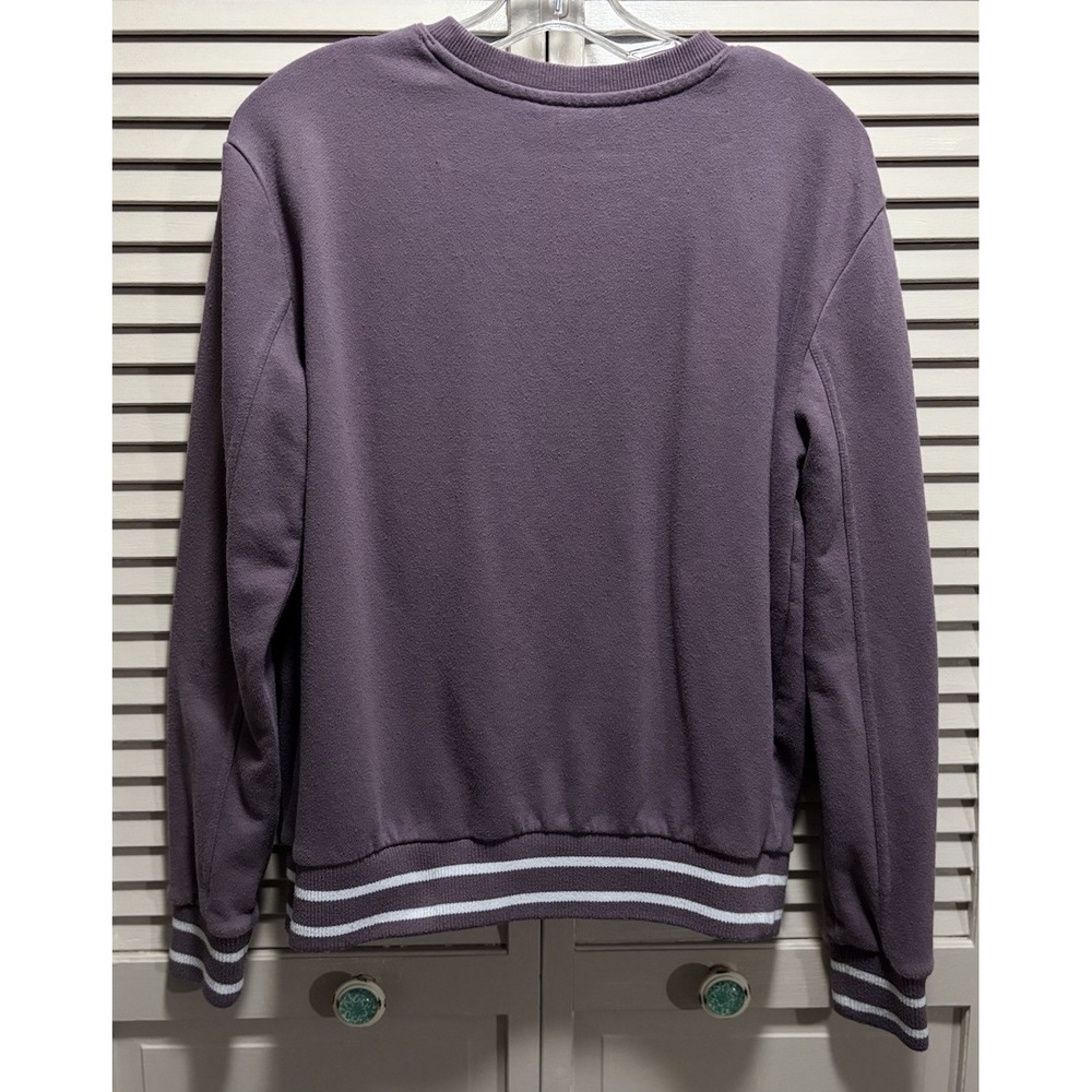 FILA Purple Sweatshirt Size Medium Long Sleeve Logo Band Hem Casual Lounge - Picture 4 of 7